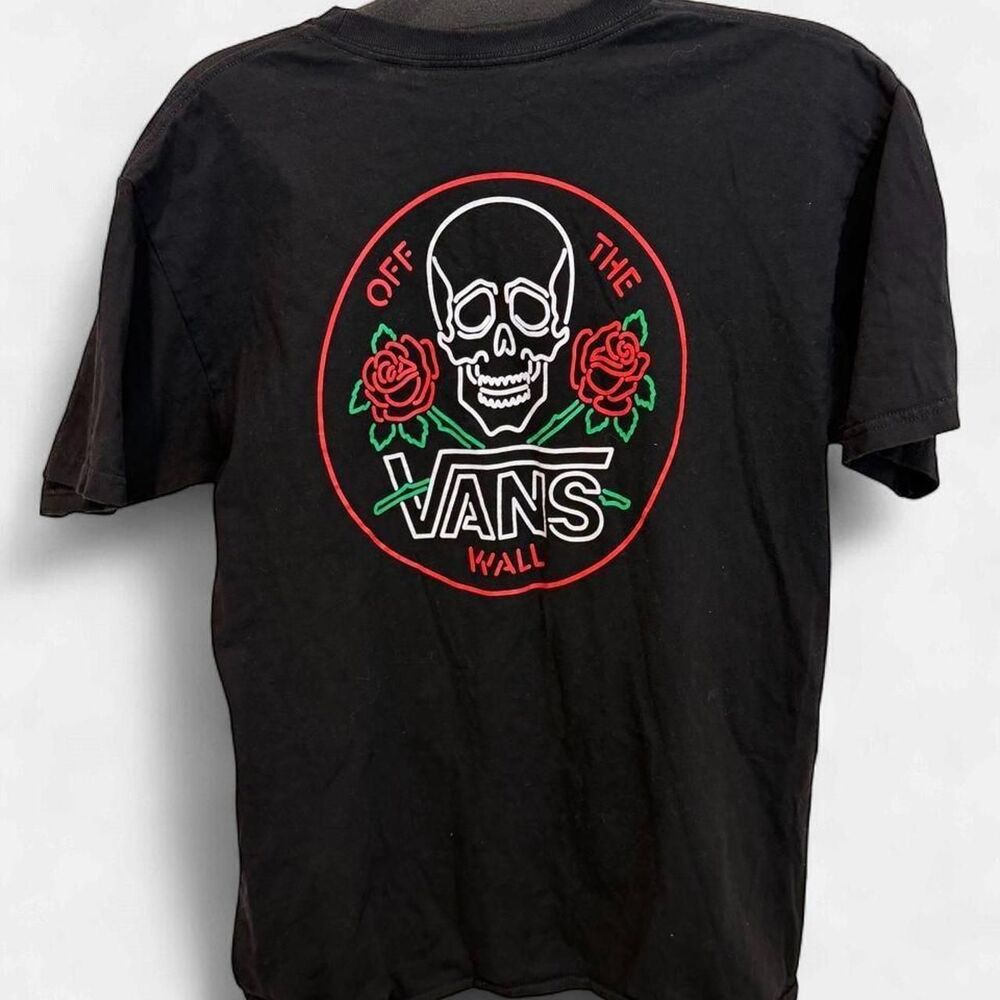 Vans Men's Black Skull Logo T-shirt Size M